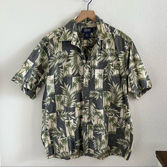 Ono & Company Men’s Aloha Palm Hawaii Hawaiian Button Front Shirt Large - Picture 1 of 8